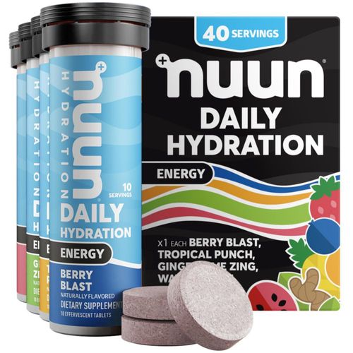 Tabletas electrolíticas Nuun Energy con ginseng y cafeína paquete de 4