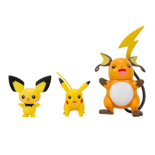 Figuras de acción Pokémon Select Evolution 3 Pack Pichu Pikachu y Raichu