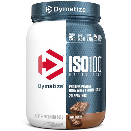 Brownie de chocolate aislado de suero Dymatize ISO100 con proteína en polvo 20 unidades