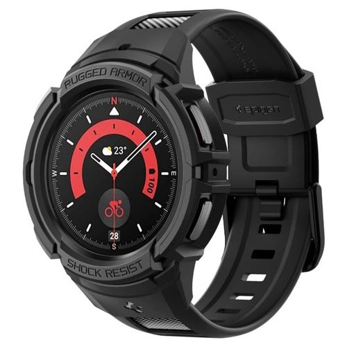 Correa de reloj con funda protectora Spigen Rugged Armor Pro para Samsung Galaxy Watch 5 Pro de 45 mm (2022) color negro