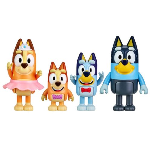 Figura Bluey El Show Paquete de 4 Bingo Chilli y Bandit 6-7.5 cm