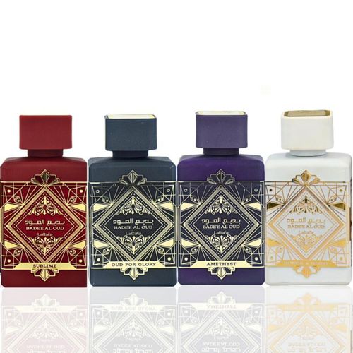 Set de regalo de perfume Lattafa Bade'e Al Oud unisex 100 ml x 4