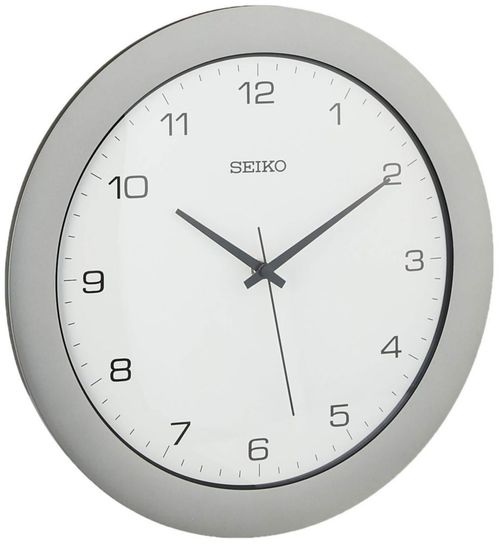 Reloj de pared Seiko 12 de metal cepillado Quiet Sweep tono plateado
