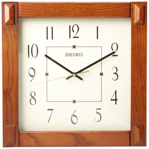 Reloj Seiko QXA469BLH marco de madera marrón 33 x 33 cm