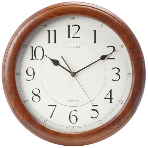 Reloj de pared Seiko Quiet Sweep con funda de roble macizo 33 cm color marrón oscuro