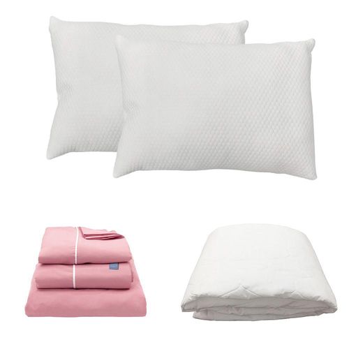 Protector Ultra Spring Air Matrimonial+ Sabanas Royal Touch Rosa+ Almohada Frosty 2 TRY