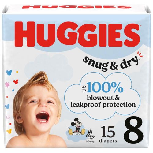 Pañales Huggies Snug & Dry Talla 8 Paquete de 15 Unidades para más de 21 kg