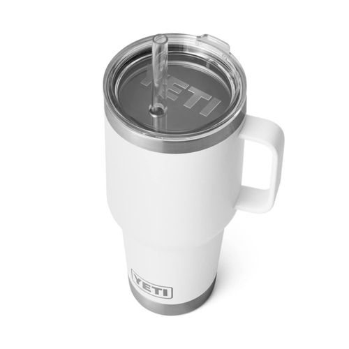 Taza YETI Rambler de 1 litro con tapa de pajita con aislamiento al vacío color blanco