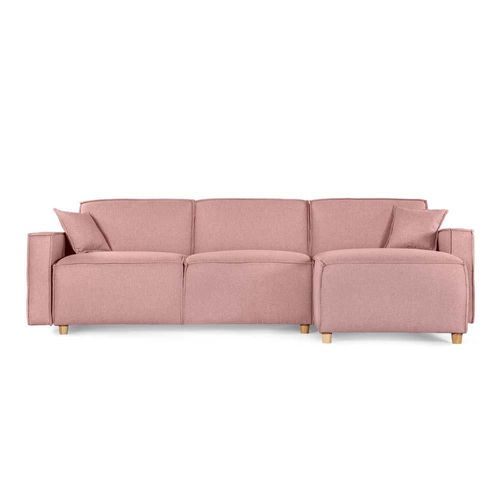Sala Modular Bennet Rosa Con Memory Foam Respaldo Reclinable 3 Posiciones Con Chaise Lounge Reversible