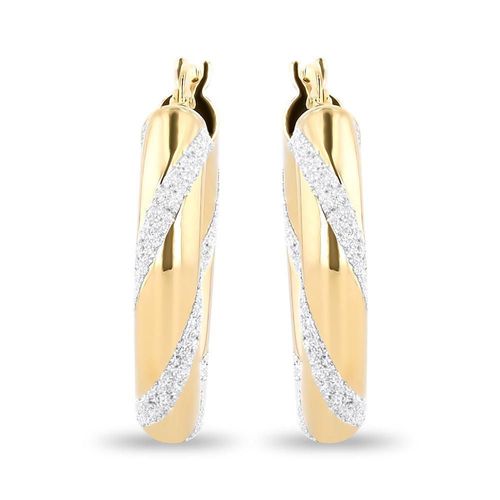 ARRACADAS DE ORO AMARILLO 14K CON POLVO DE DIAMANTE (15MM APROX)