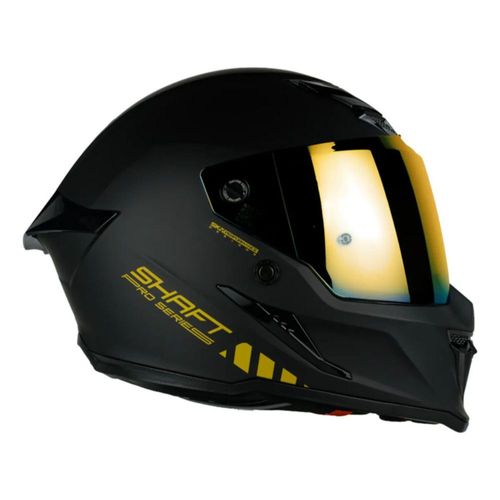 Casco Moto Shaft Pro 615 Dos Visores Pinlock Mochila Dorado Sólid Mate