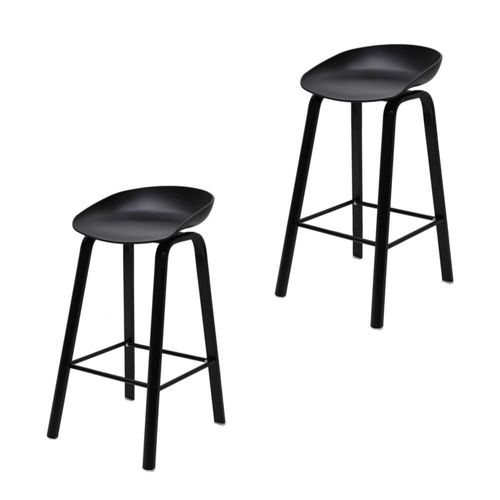 Set de 2 Bancos Altos Arezzo en Color Negro con Patas Negras