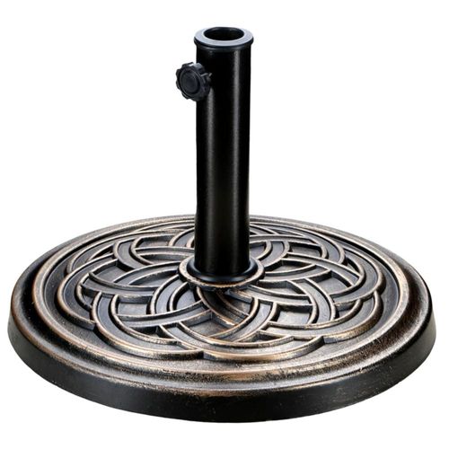 Base para paraguas InfiniPower de 11 kg redonda resistente de resina color bronce