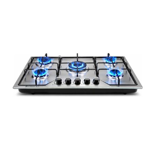 Parrilla A Gas 5 Quemadores Acero Inox Empotrable Plateado