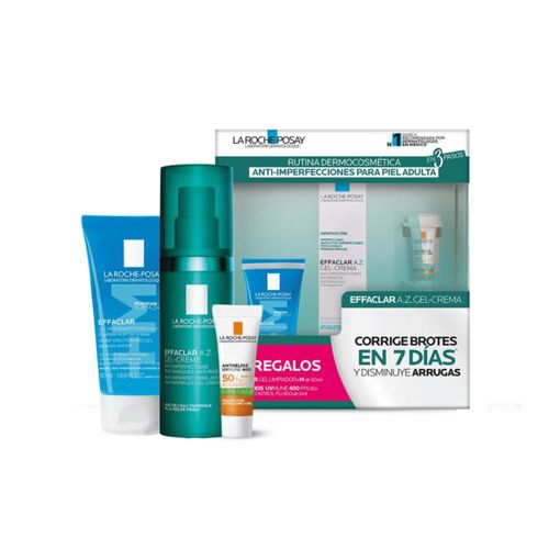 La Roche-Posay Kit Effaclar A.Z Gel Crema 40 Ml + Effaclar Gel Limpiador 50 Ml + Anthelios UVMune 400 FPS 50+ Oil Control 3 Ml Descripción