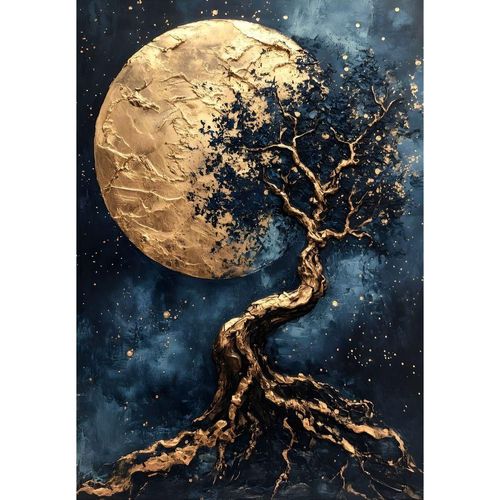 Cuadro Decorativo Impreso Paisaje 20x30cm Eclipse Dorado