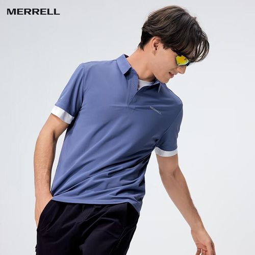 Playera Polo Merrell Gris Azul Neblina Para Hombre