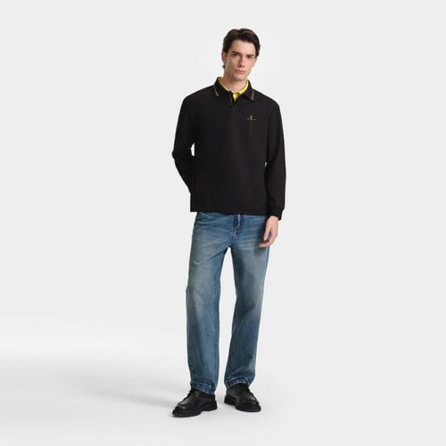 Playera Polo Biyinlefen Manga Larga Cuadros Para Hombre