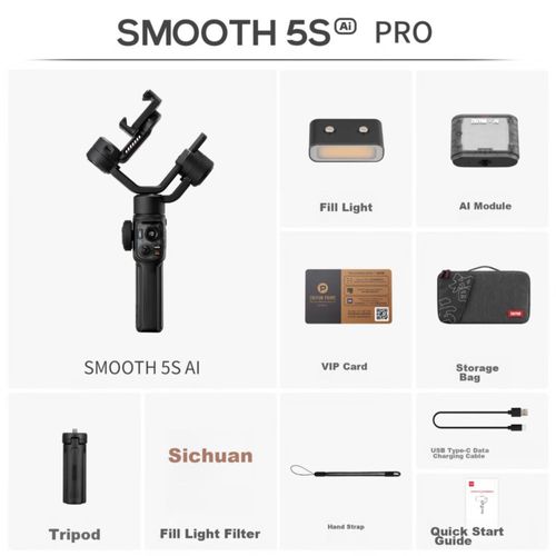 Estabilizador Zhiyun Smooth 5S Ai Pro 3 Ejes Negro