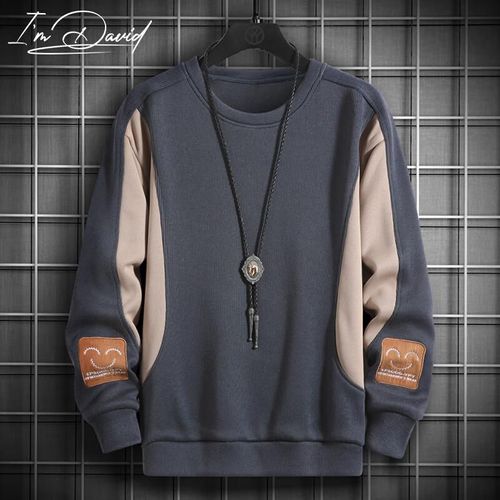 Sudadera I'M David Holgada Manga Larga Gris Oscuro Para Hombre
