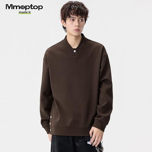 Sudadera Mmoptop Cuello Henley Cálida Para Hombre