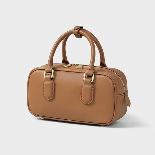 Cartera Viney Cuero Marrón Dorado