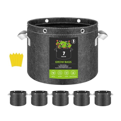 Bolsas para cultivo de plantas InfiniPower de 7 galones paquete de 5 con anillos y asas