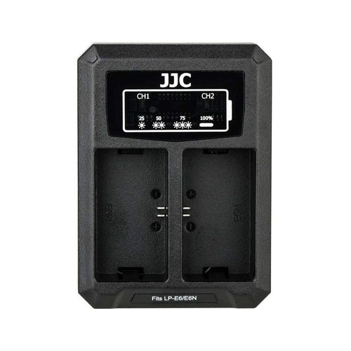 Cargador de batería JJC LP-E6 USB de doble ranura para cámaras Canon