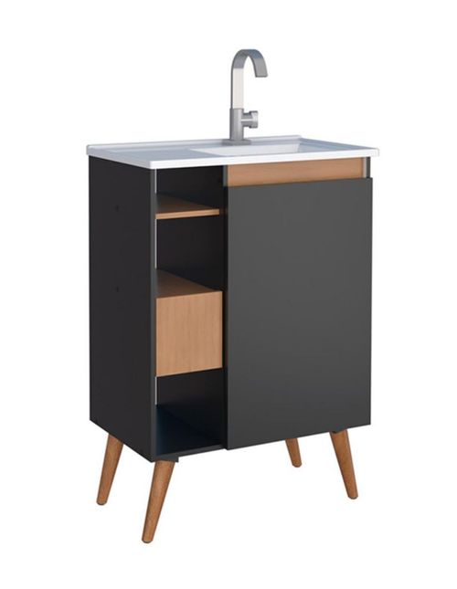 Mueble de Baño tipo Gabinete con pies Madik Color Negro con Lavabo 102458