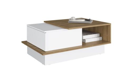 Mesa de Centro Madik Estilo Nórdico Moderno con Cajón Deslizable Blanco 3956.0002