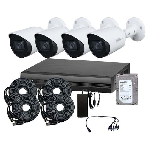 Kit CCTV Dahua 4 camaras Bullet 2mpx Microfono Detec Rostros