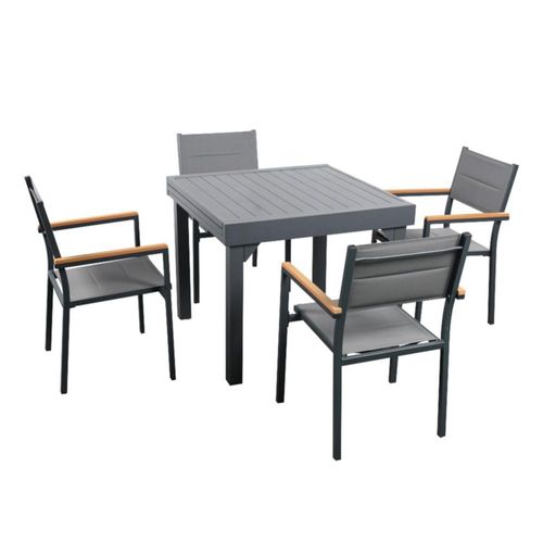 Ilios Innova | Comedor Extensible 4 a 6 Personas Aluminio + 4 Sillas