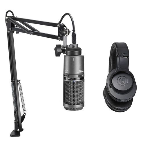 Paquete broadcast audio technica at2020usb+pk audífonos y micrófono