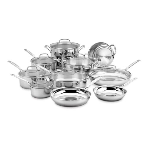 Cuisinart - Juego de utensilios de cocina de 17 piezas, colección Chef's Classic de acero inoxidable, Juego de Ollas 77-17N
