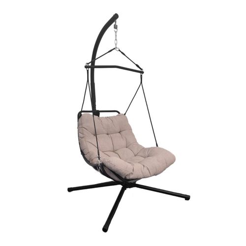 Silla Colgante con Base para Jardin,Interior y Exterior, Columpio para Patio o Terraza - Soporte Incluido con Cojin Comodo Leonore