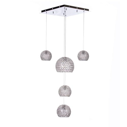 Candil Globo de 5 luces cristal cortado High Quality k9 de Alto Brillo
