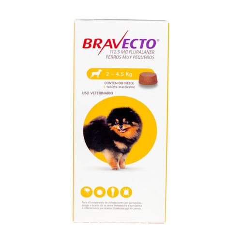 Bravecto 112.5 para perros de 2-4.5 kg perros muy pequeños