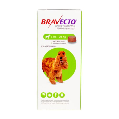 Bravecto 500 para perros de 10 a 20 kg perros medianos