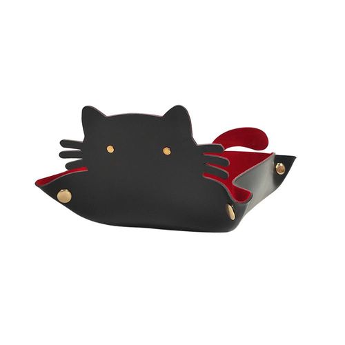 Bandeja Organizadora de Piel Sintética con Diseño de Gato - Decoración para Mesa de Centro o Entrada, Ideal para Llaves y Objetos Pequeños.HOGAWAY