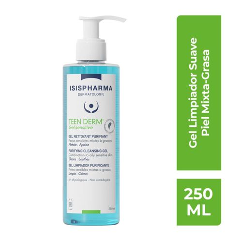 Isispharma Teen Derm Gel Sensitive Limpiador Facial Para Piel Sensible 250 Ml