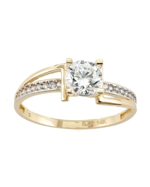 SOLITARIO DE ORO AMARILLO 14K CON ZIRCONIA