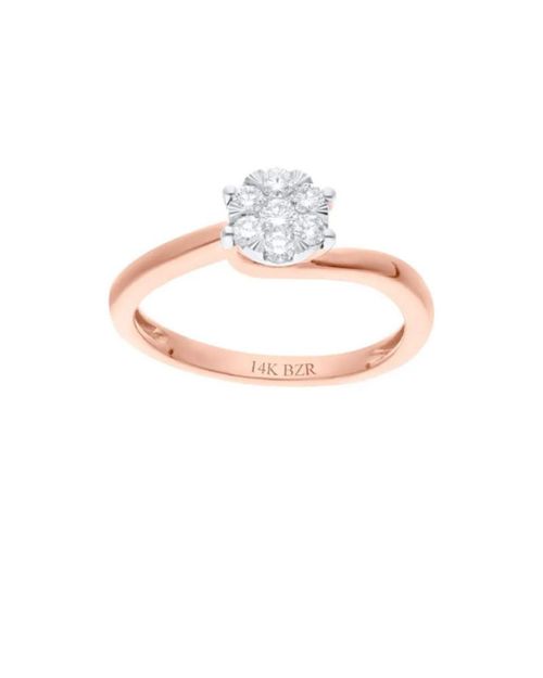 SOLITARIO DE ORO ROSA Y BLANCO 14K CON 26PTS DE DIAMANTE