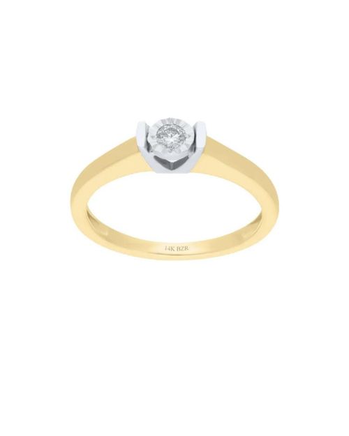 SOLITARIO DE ORO AMARILLO Y BLANCO 14K CON 10PTS DE DIAMANTE