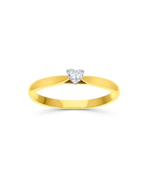 Solitario de Oro Amarillo 14K con 16 Pts de Diamante