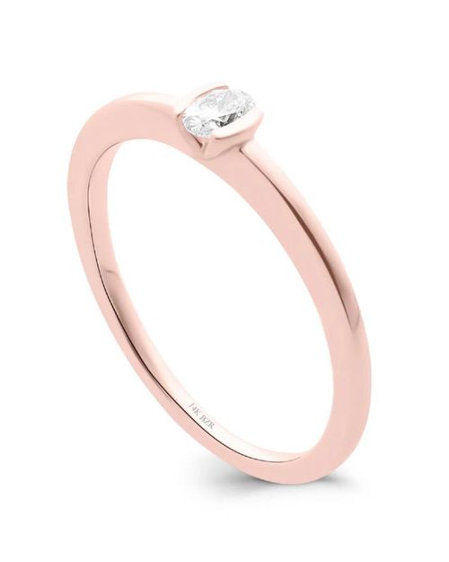 Solitario de Oro Rosa 14K con 16 Pts de Diamante