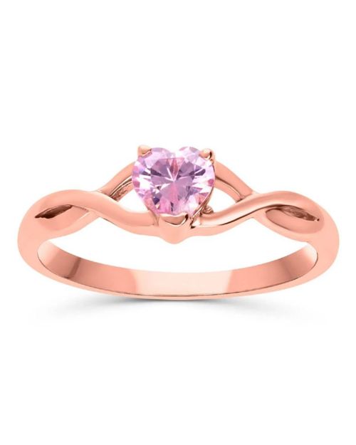 Anillo promesa oro rosa zirconia en forma de corazÃ³n FONJ-P4