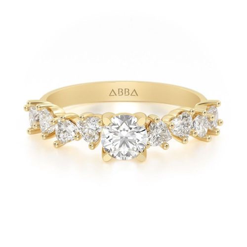 Anillo Compromiso Gema Corazones 10k Oro Abba Joyas