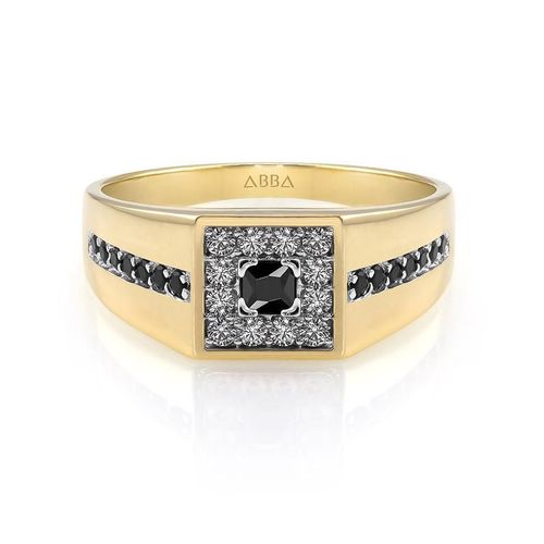 Anillo de Caballero Negro 10k Oro Abba Joyas