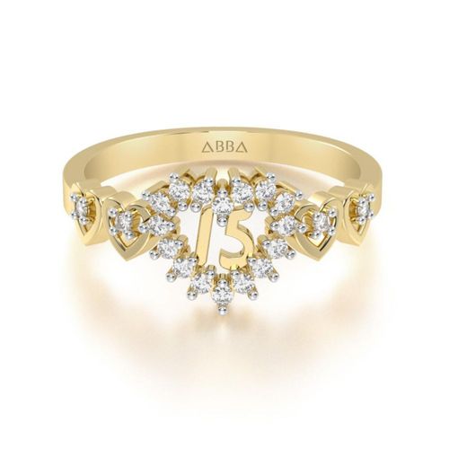 Anillo de 15 años Corazones 10k Oro Abba Joyas