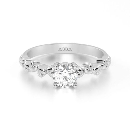 Anillo de Compromiso Corazones 10k Oro Blanco Abba Joyas